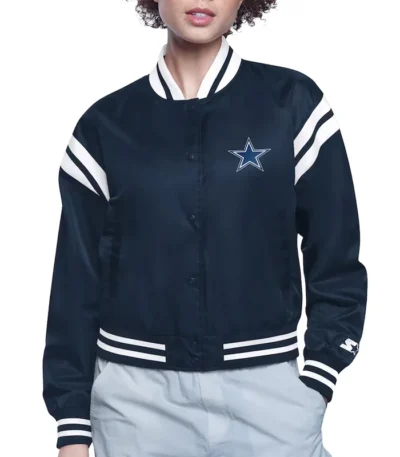 Dallas Cowboys Printed Logo Varsity Satin Jacket