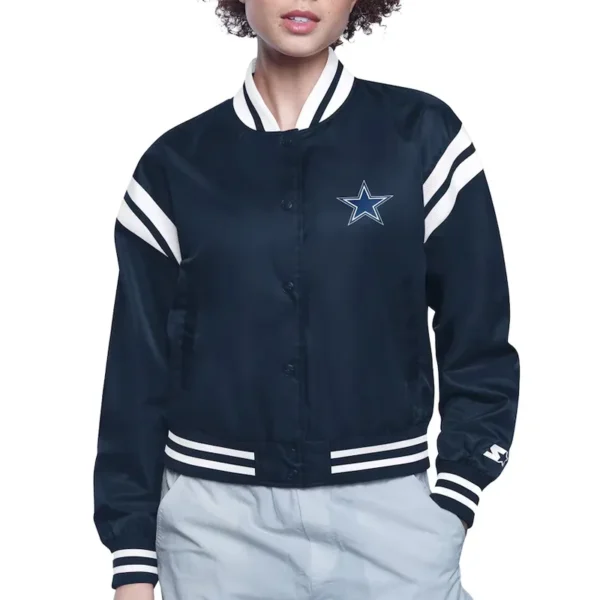 Dallas Cowboys Printed Logo Varsity Satin Jacket