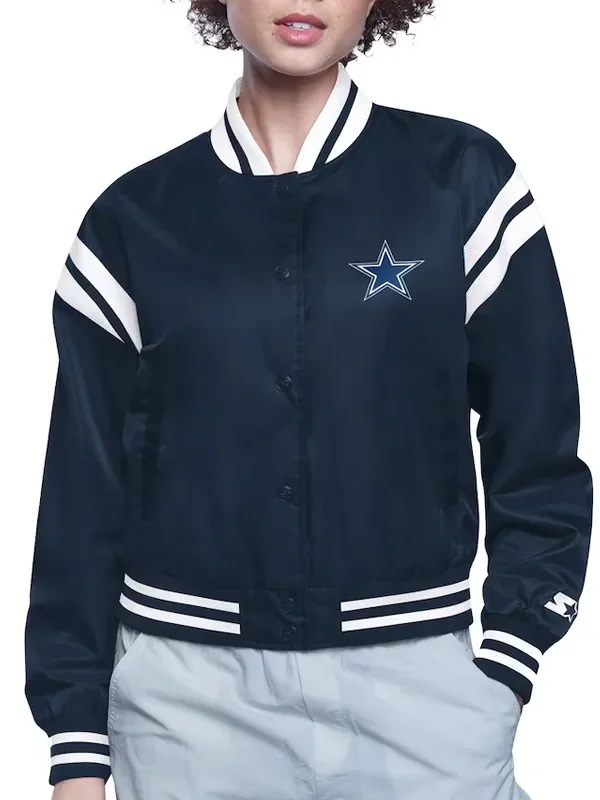 Dallas Cowboys Printed Logo Varsity Satin Jacket