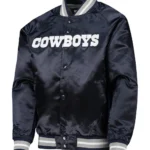 Dallas Cowboys Raglan Full-Snap Navy Blue Satin Jacket