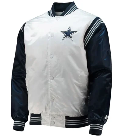 Dallas Cowboys Renegade Throwback White-Navy Satin Jacket