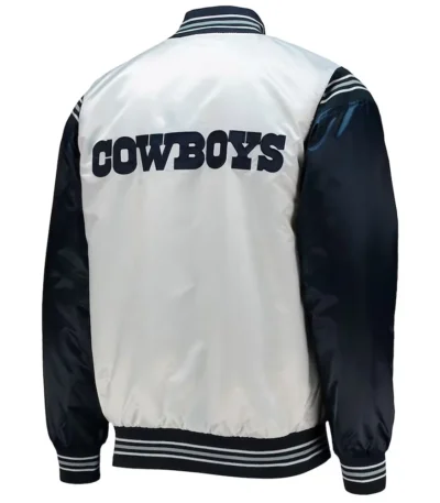 Dallas Cowboys Renegade Throwback White-Navy Satin Jacket