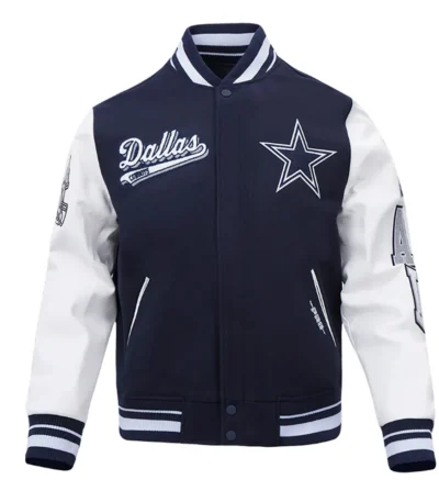Dallas Cowboys Script Tail Classic Rib Varsity Jacket