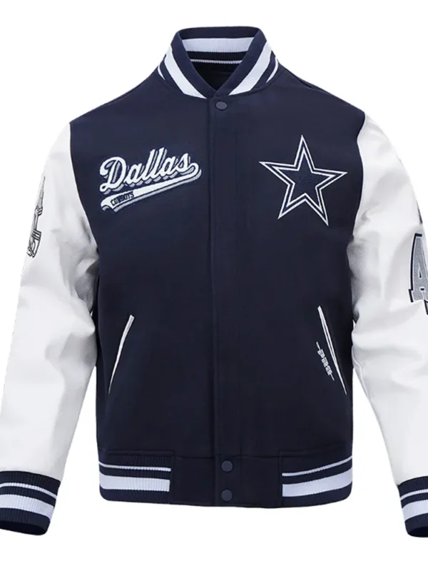 Dallas Cowboys Script Tail Classic Rib Varsity Jacket