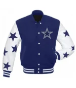 Dallas Cowboys Stars Varsity Royal Blue and White Jacket