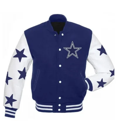 Dallas Cowboys Stars Varsity Royal Blue and White Jacket