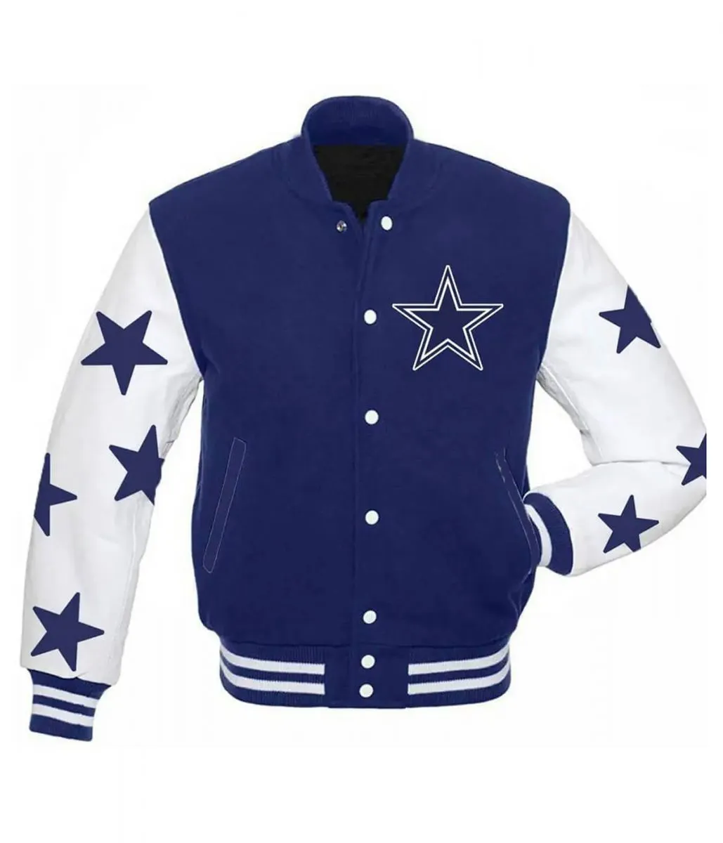 Dallas Cowboys Stars Varsity Royal Blue and White Jacket Dallas Cowboys Stars Varsity Royal Blue and White Jacket