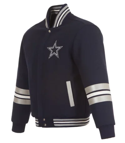 Dallas Cowboys Striped Navy Varsity Wool Jacket