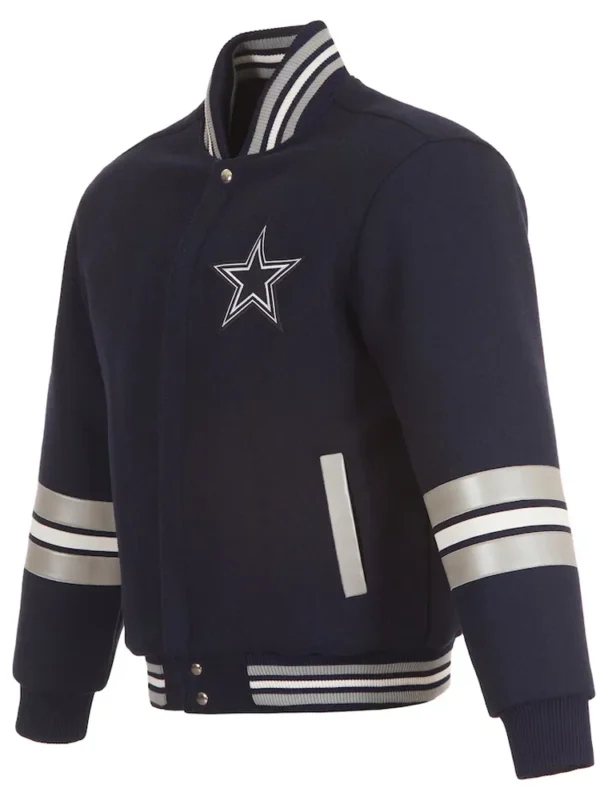 Dallas Cowboys Striped Navy Varsity Wool Jacket