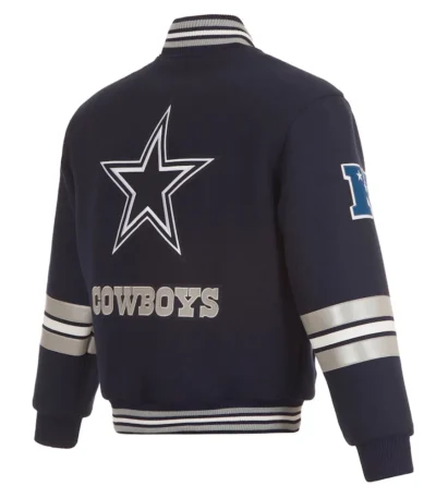 Dallas Cowboys Striped Navy Varsity Wool Jacket
