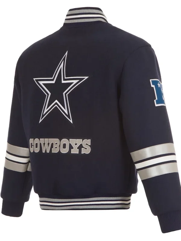 Dallas Cowboys Striped Navy Varsity Wool Jacket