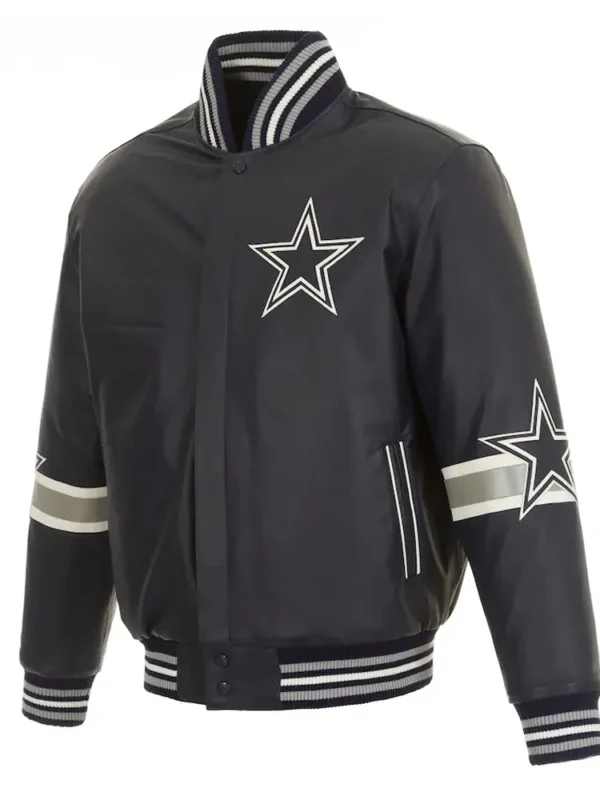 Dallas Cowboys Striped Varsity Leather Jacket