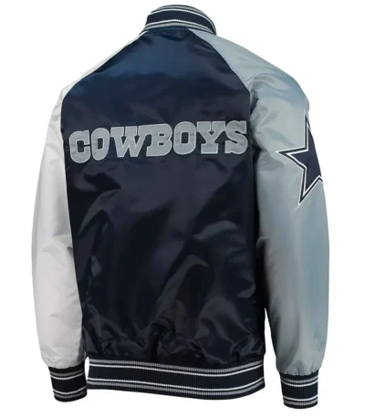 Dallas Cowboys The Reliever Navy-White Varsity Satin Jacket