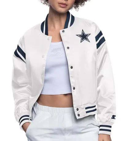 Dallas Cowboys White Full Count Satin Jacket