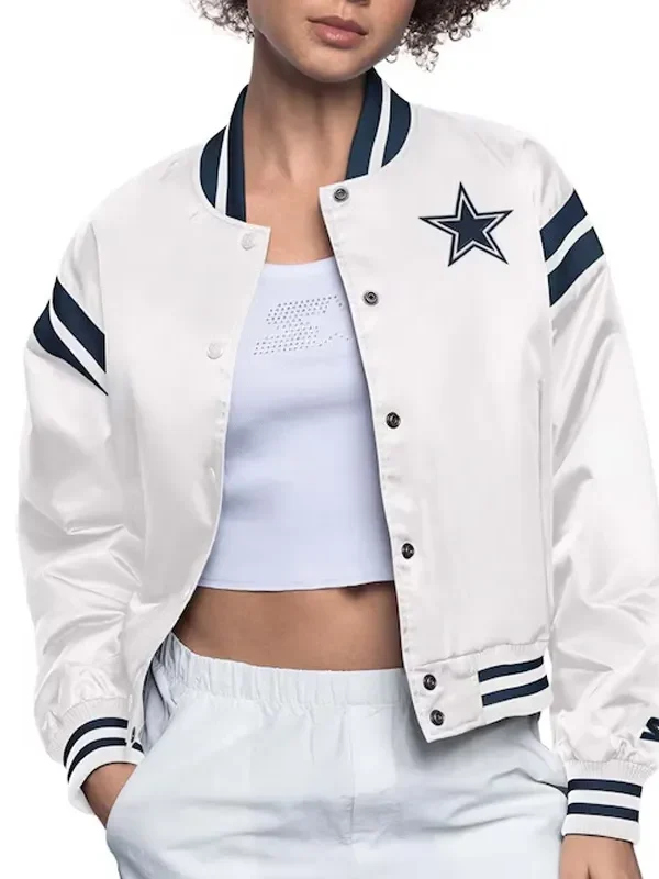 Dallas Cowboys White Full Count Satin Jacket