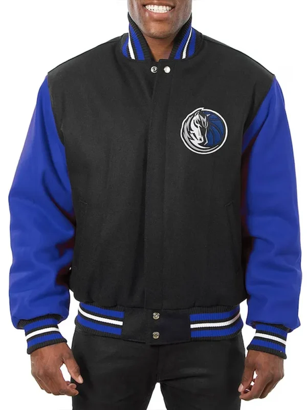 Dallas Mavericks Black and Blue Varsity Jacket