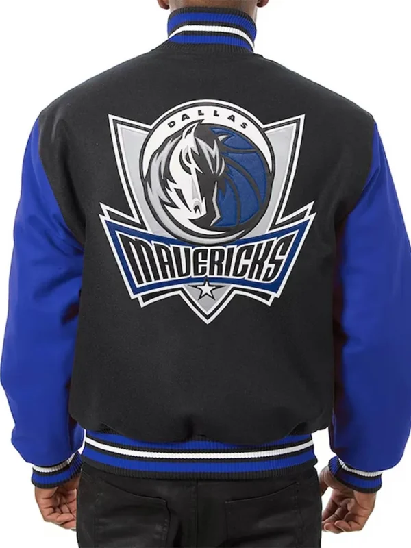 Dallas Mavericks Black and Blue Varsity Jacket