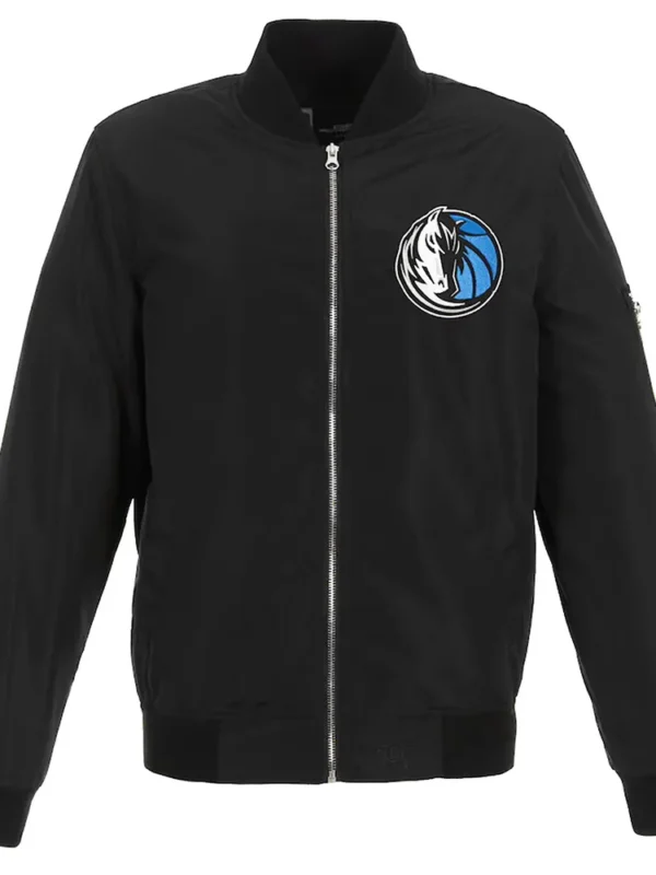 Dallas Mavericks Bomber Black Lightweight Nylon Jacket
