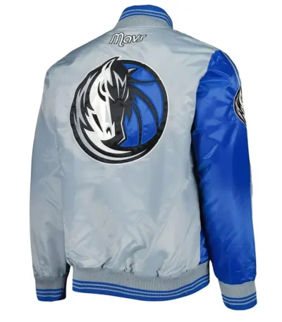 Dallas Mavericks Fast Break Royal and Gray Satin Jacket