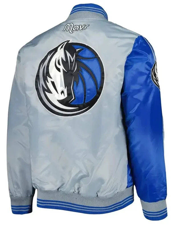 Dallas Mavericks Fast Break Royal and Gray Satin Jacket