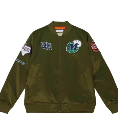 Dallas Mavericks Flight Green Satin Jacket