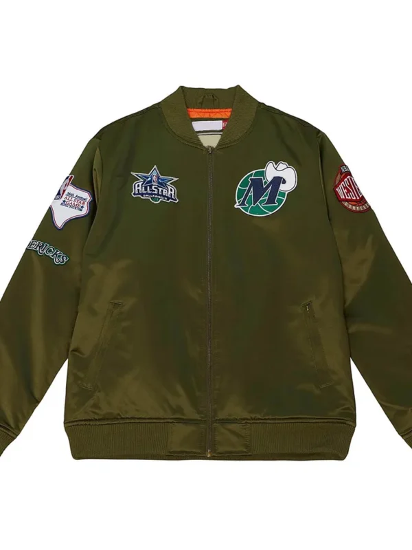Dallas Mavericks Flight Green Satin Jacket