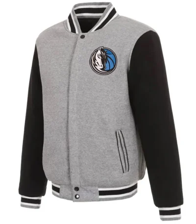 Dallas Mavericks Gray and Black Varsity Wool Jacket