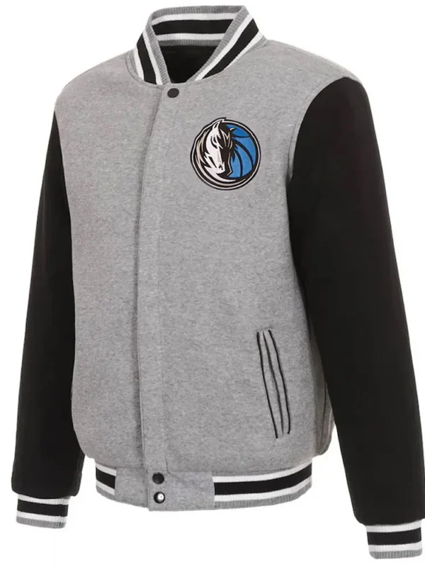 Dallas Mavericks Gray and Black Varsity Wool Jacket