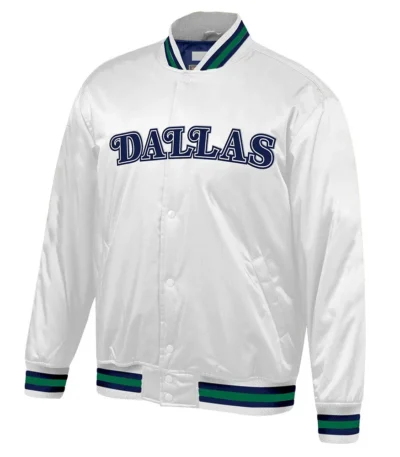 Dallas Mavericks Hardwood Classic White Lightweight Satin Jacket