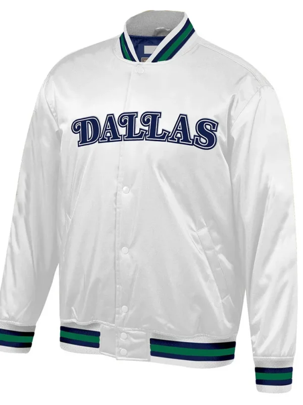 Dallas Mavericks Hardwood Classic White Lightweight Satin Jacket