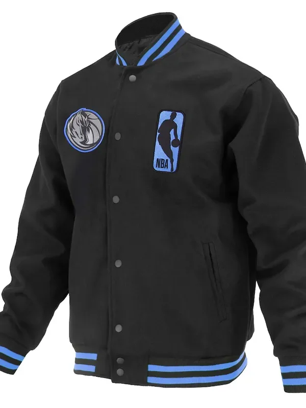 Dallas Mavericks Logoman Shadow Black Varsity Jacket