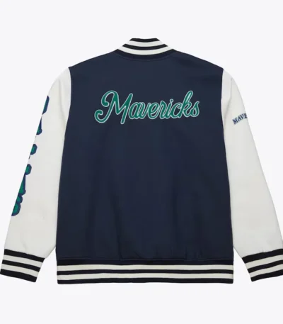 Dallas Mavericks Navy and White Fleece Varsity Jacket
