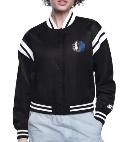 Dallas Mavericks Printed Logo Varsity Satin Jacket