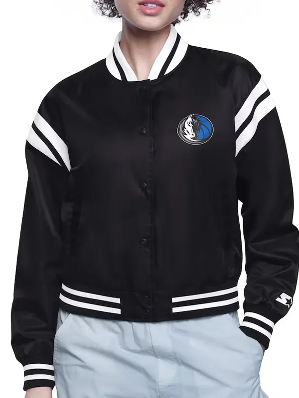 Dallas Mavericks Printed Logo Varsity Satin Jacket