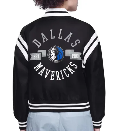 Dallas Mavericks Printed Logo Varsity Satin Jacket