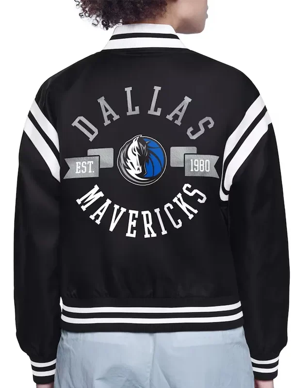 Dallas Mavericks Printed Logo Varsity Satin Jacket