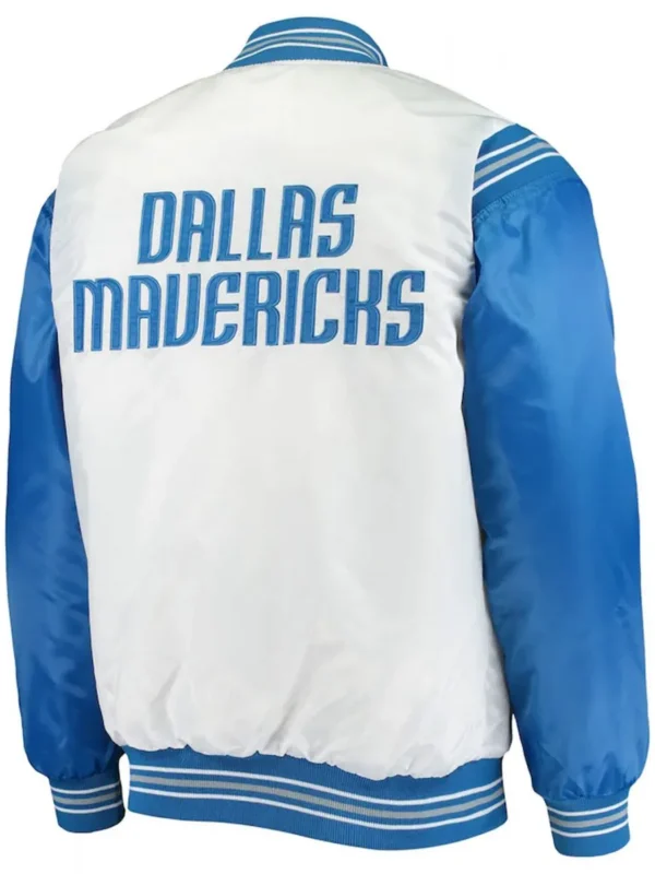 Dallas Mavericks Renegade Full-Snap White and Blue Satin Jacket