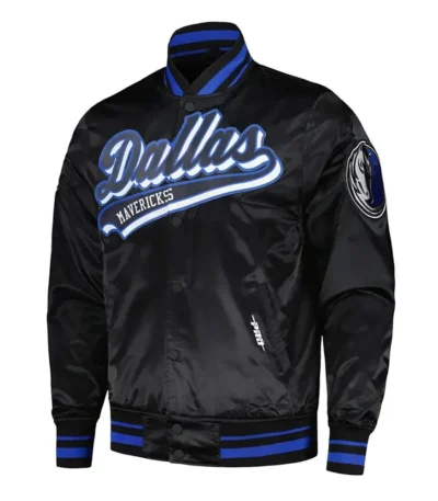 Dallas Mavericks Script Tail Black Satin Jacket