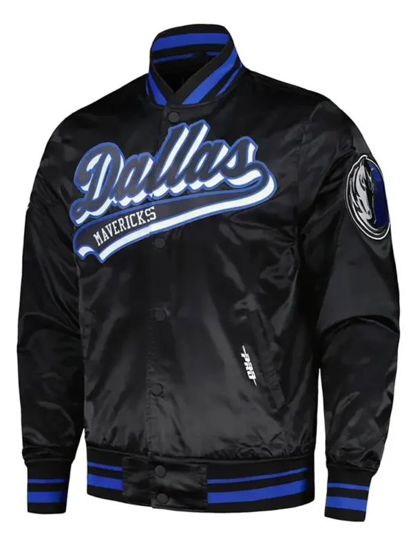 Dallas Mavericks Script Tail Black Satin Jacket