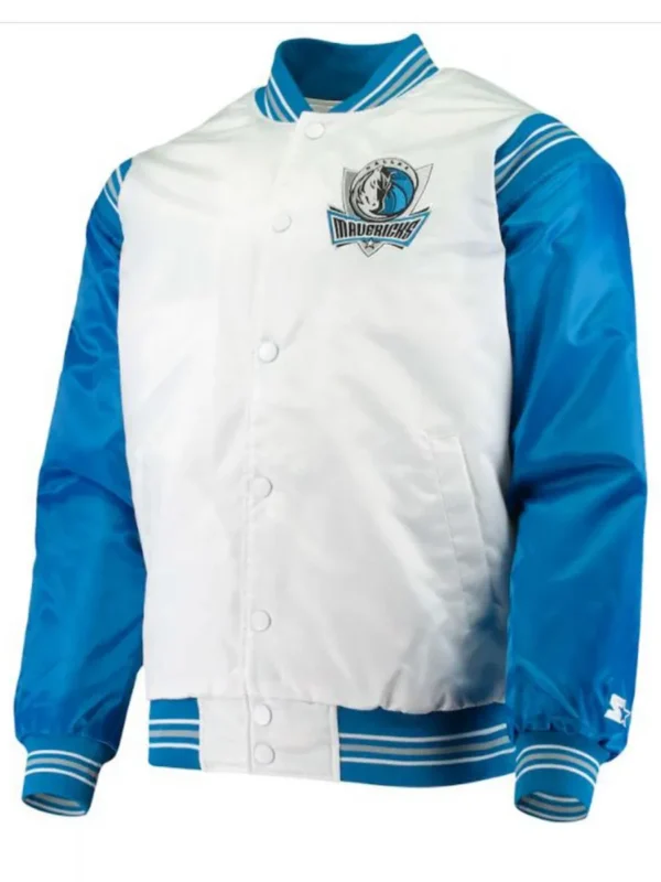 Dallas Mavericks Starter Blue and White Satin Jacket