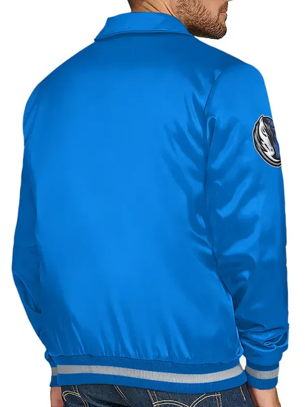 Dallas Mavericks Stitch Applique Blue Satin Jacket