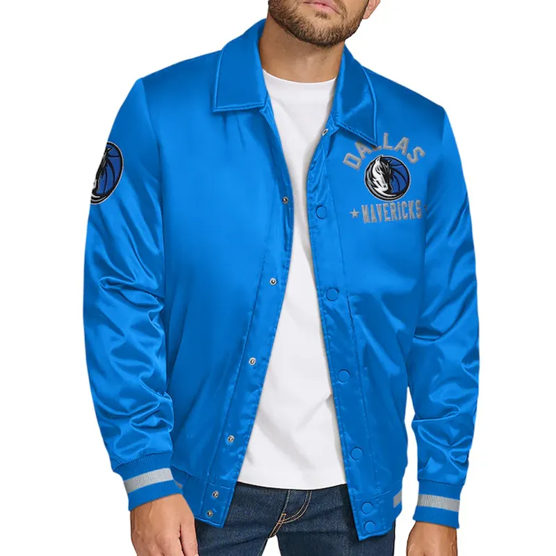 Dallas Mavericks Stitch Applique Blue Satin Jacket Dallas Mavericks Stitch Applique Blue Satin Jacket