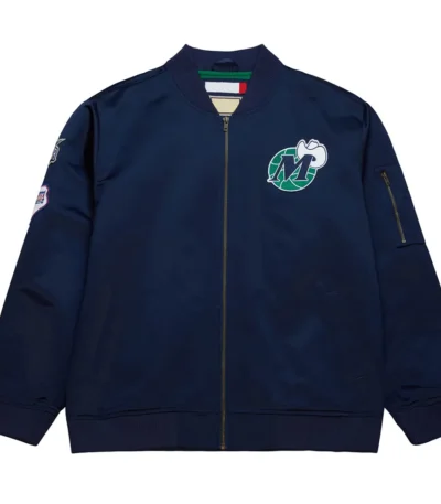 Dallas Mavericks Vintage Logo Navy Lightweight Satin Jacket