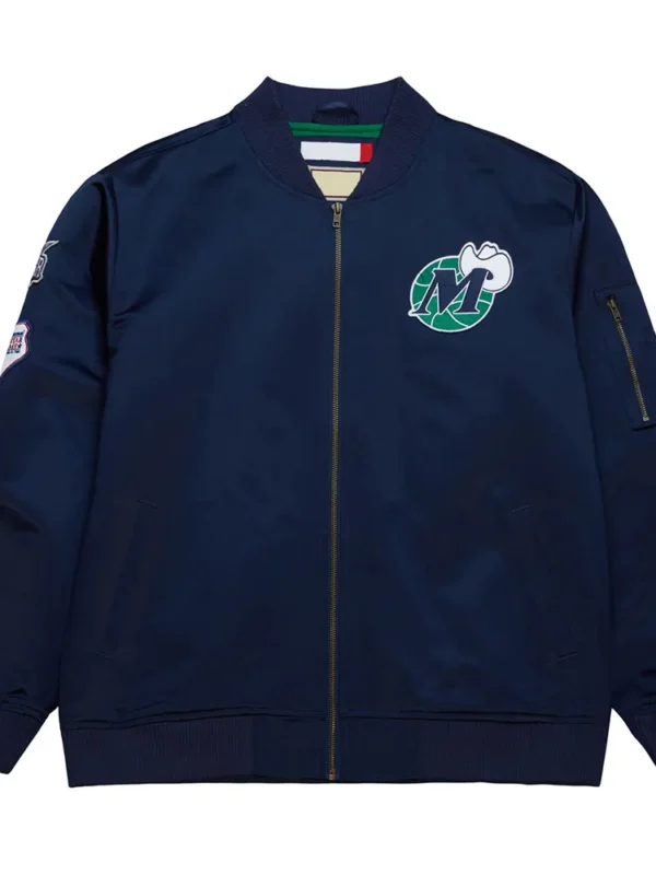 Dallas Mavericks Vintage Logo Navy Lightweight Satin Jacket