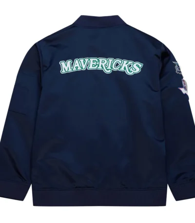 Dallas Mavericks Vintage Logo Navy Lightweight Satin Jacket