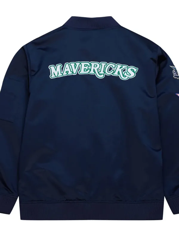 Dallas Mavericks Vintage Logo Navy Lightweight Satin Jacket