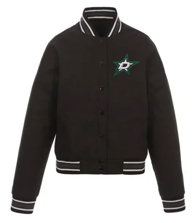 Dallas Stars Front-Hit Poly-Twill Black Jacket