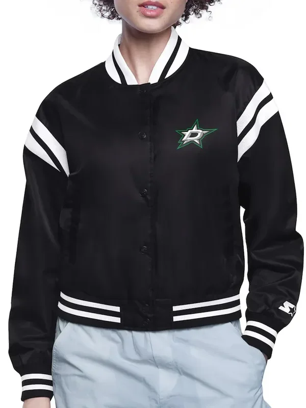 Dallas Stars Printed Logo Varsity Satin Jacket