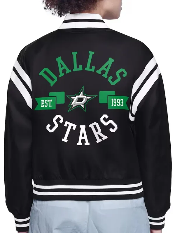 Dallas Stars Printed Logo Varsity Satin Jacket