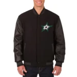 Dallas Stars Wool-Leather Black Varsity Full-Snap Jacket